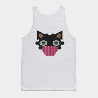 Black Cat Wearing "Union" pattern mask Tank Top